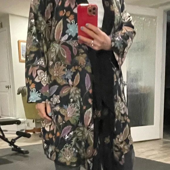 Johnny Was NWT Black Floral Cape - Picture 4 of 13